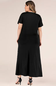 Women's Plus Size Striped Colorblock Short Sleeve Dress XL-4XL