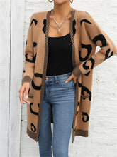 Load image into Gallery viewer, Women’s Long Sleeve Leopard Print Mid Length Open Cardigan with Pockets in 2 Colors S-XL