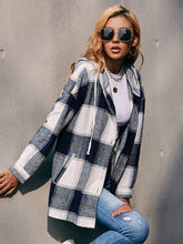 Load image into Gallery viewer, Women&#39;s Plaid Hooded Long Sleeve Shirt Jacket S-XL