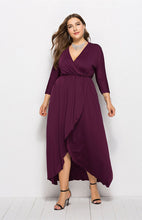 Load image into Gallery viewer, Women&#39;s Plus Size V-Neck Dress with Irregular Hem in 8 Colors XL-4XL