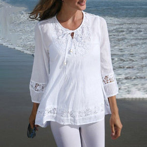 Women’s Solid Long Sleeve Top with Lace Detail in 4 Colors Sizes 4-18
