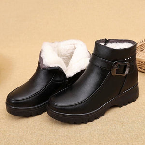 Black Thick Plush Warm Waterproof Non-slip Snow Boots For Women