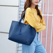 Load image into Gallery viewer, Large Capacity Shoulder Tote Bag with Zipper and Tassel in 6 Colors