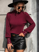 Load image into Gallery viewer, Women’s Turtleneck Cuffed Long Sleeve Knit Sweater with Button Detail in 4 Colors Sizes 4-10