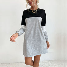 Load image into Gallery viewer, Women’s Long Sleeve Colorblock Sweatshirt Dress in 3 Colors S-XL