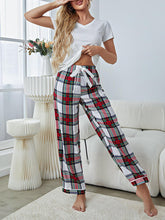 Load image into Gallery viewer, Women&#39;s Plaid Short Sleeve Top and Bottom Pyjama Set S-XL