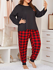 Plus Size Women's Long Sleeve Plaid Pajamas Set in 2 Colors XL-5XL - Wazzi's Wear