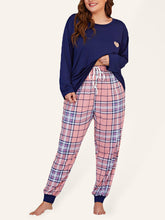 Load image into Gallery viewer, Plus Size Women&#39;s Long Sleeve Plaid Pajamas Set in 2 Colors XL-5XL - Wazzi&#39;s Wear