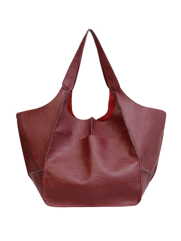 Large Capacity Faux Leather Tote Bag in 13 Colors - Wazzi's Wear