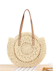 Round Woven Straw Shoulder Bag in 2 Colors