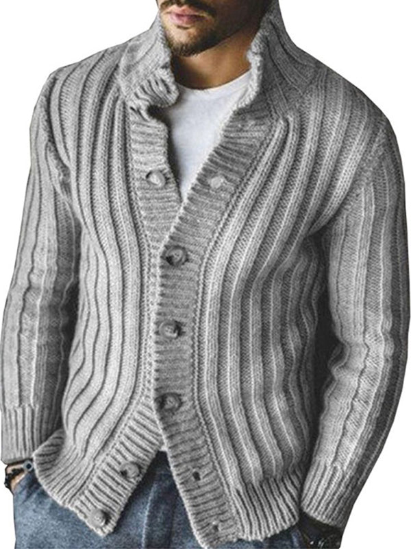Men’s Buttoned Long Sleeve Knit Sweater Cardigan in 2 Colors S-4XL - Wazzi's Wear
