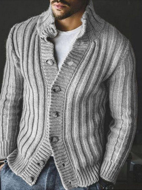 Men’s Buttoned Long Sleeve Knit Sweater Cardigan in 2 Colors S-4XL - Wazzi's Wear