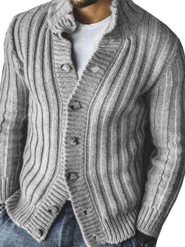 Men’s Buttoned Long Sleeve Knit Sweater Cardigan in 2 Colors S-4XL - Wazzi's Wear