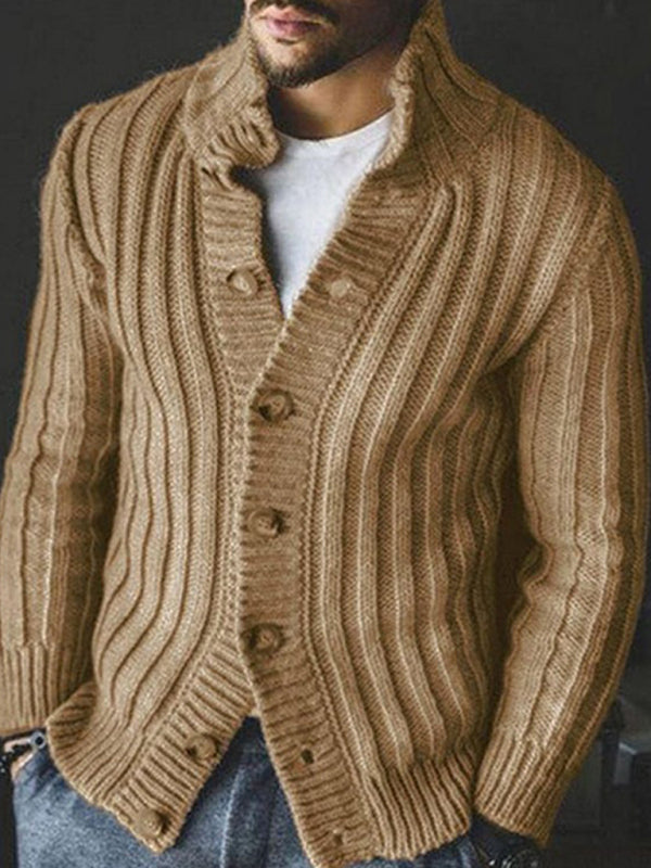 Men’s Buttoned Long Sleeve Knit Sweater Cardigan in 2 Colors S-4XL - Wazzi's Wear