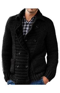 Men's Long Sleeve Knit Sweater Cardigan with Lapel in 5 Colors M-XXL - Wazzi's Wear