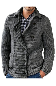 Men's Long Sleeve Knit Sweater Cardigan with Lapel in 5 Colors M-XXL - Wazzi's Wear