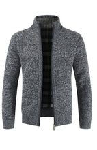 Load image into Gallery viewer, Men&#39;s Collared Long Sleeve Knit Sweater Cardigan with Zipper in 4 Colors M-3XL - Wazzi&#39;s Wear