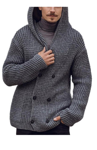 Men's Long Sleeve Knit Hooded Cardigan Sweater S-4XL
