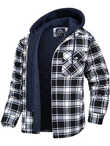 Men’s Plaid Flannel Quilted Lined Hooded Jacket in 4 Colors S-XXXXL - Wazzi's Wear