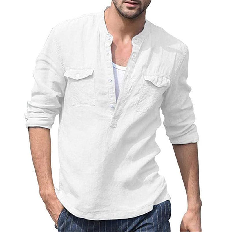 Men's Solid Cotton Shirt with Pockets in 3 Colors - Wazzi's Wear