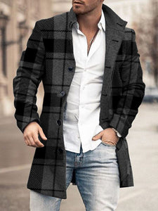Men's Classic Plaid Overcoat in 4 Colors M-3XL - Wazzi's Wear