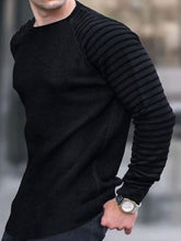 Load image into Gallery viewer, Men&#39;s Ribbed Knit Striped Sleeve Sweater in 6 Colors S-3XL - Wazzi&#39;s Wear