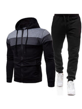Load image into Gallery viewer, Men&#39;s Colorblock Slim Fit Zip Hoodie and Sweats Set in 5 Colors S-3XL
