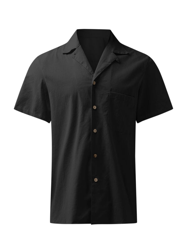 Men's Solid Buttoned Short Sleeve Shirt in 3 Colors S-XXL - Wazzi's Wear