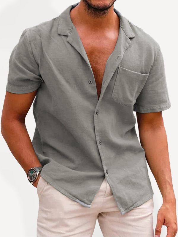  Men's Short Sleeve Top with Lapel and Pocket - Wazzi's Wear