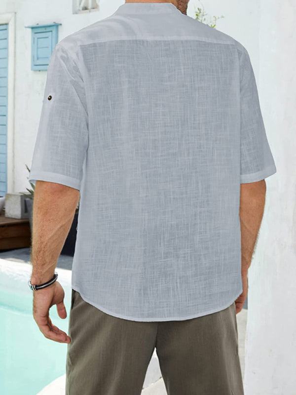 Men's Solid Half Sleeve Shirt with Buttons in 4 Colors S-2XL - Wazzi's Wear