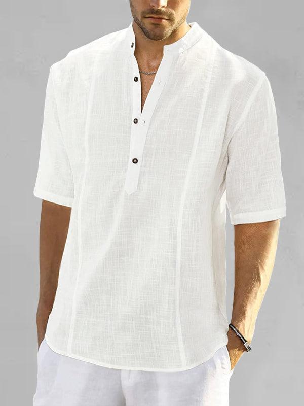 Men's Solid Half Sleeve Shirt with Buttons in 4 Colors S-2XL - Wazzi's Wear