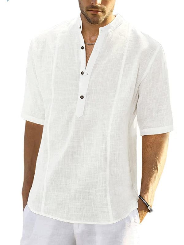 Men's Solid Half Sleeve Shirt with Buttons in 4 Colors S-2XL - Wazzi's Wear