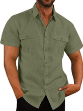 Load image into Gallery viewer, Men&#39;s Solid Color Double Pocket Short Sleeve Shirt in 7 Colors M-3XL