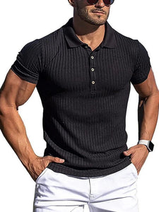 Men's Cotton Striped Short Sleeve Polo Shirt in 8 Colors