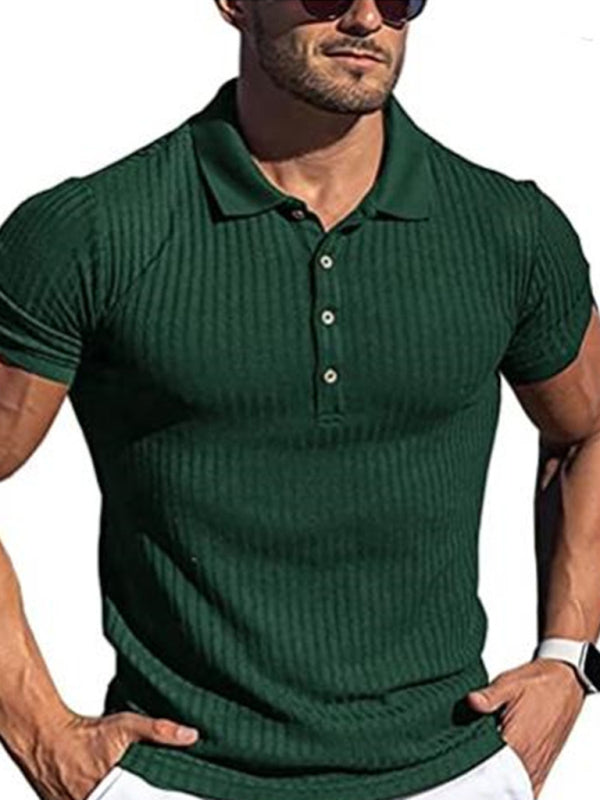 Men's Cotton Striped Short Sleeve Polo Shirt in 8 Colors - Wazzi's Wear