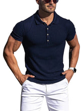 Load image into Gallery viewer, Men&#39;s Cotton Striped Short Sleeve Polo Shirt in 8 Colors