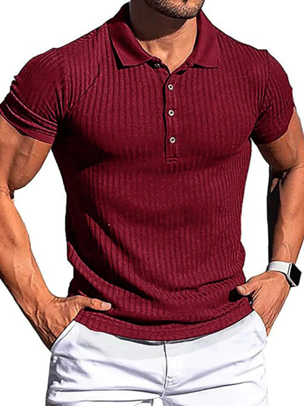 Men's Cotton Striped Short Sleeve Polo Shirt in 8 Colors - Wazzi's Wear