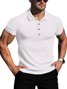 Men's Cotton Striped Short Sleeve Polo Shirt in 8 Colors