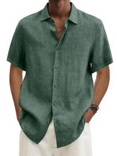 Load image into Gallery viewer, Men&#39;s Solid Short Sleeve Button-down Shirt in 9 Colors S-4XL
