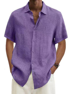 Men's Solid Short Sleeve Button-down Shirt in 9 Colors S-4XL