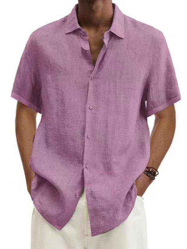 Men's Short Sleeve Top with Buttons and Lapel - Wazzi's Wear