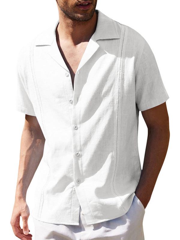 Men's Solid Collared Buttoned Cotton Shirt in 5 Colors Sizes 34-44 - Wazzi's Wear