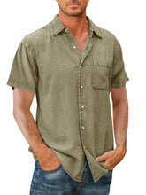 Load image into Gallery viewer, Men&#39;s Denim Short Sleeve Buttoned Shirt with Pockets in 5 Colors