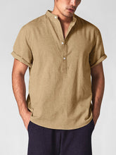 Load image into Gallery viewer, Men&#39;s Solid Linen Short Sleeve Shirt in 3 Colors