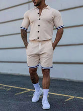 Load image into Gallery viewer, Men&#39;s Buttoned Short Sleeve Shirt + Shorts Set in 8 Colors S-4XL