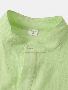 Men's Cotton Short Sleeve T-Shirt with Buttons in 7 Colors