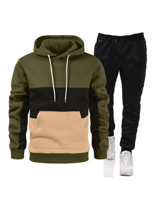 Men’s Colorblock Hoodie and Sweatshirt Set in 7 Colors S-3XL - Wazzi's Wear