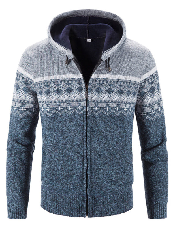 Men's Long Sleeve Zippered Knit Sweater Cardigan in 4 Colors M-3XL - Wazzi's Wear