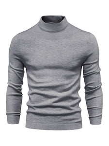 Men's Mid-Neck Long Sleeve Knit Sweater in 6 Colors S-XXL - Wazzi's Wear