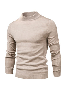 Men's Mid-Neck Long Sleeve Knit Sweater in 6 Colors S-XXL - Wazzi's Wear